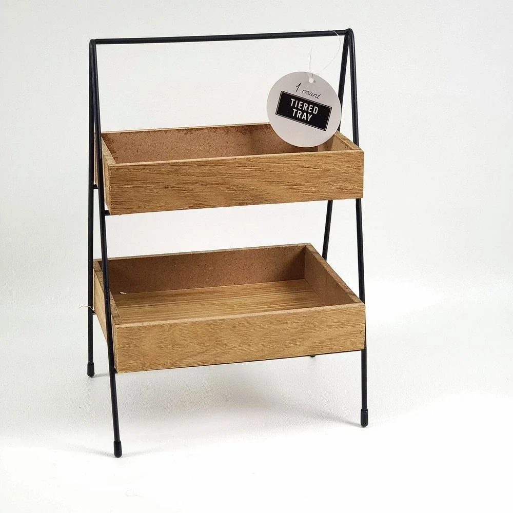 Horizon Group USA 2Tier Retail Counter TikTok Display Shelf Home Decor Brown NEW